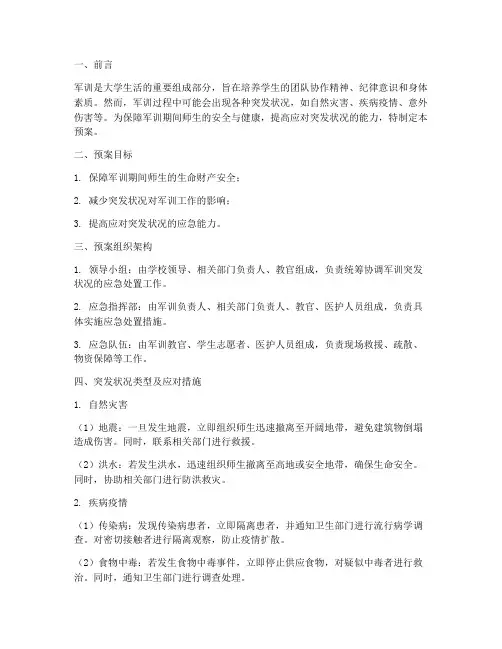 军训突发状况应急预案