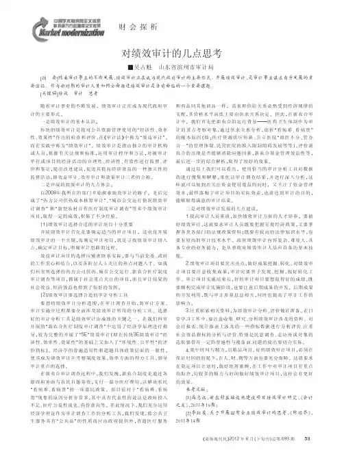 对绩效审计的几点思考