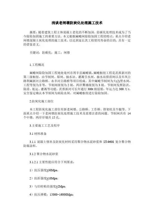 浅谈老闸墩防炭化处理施工技术
