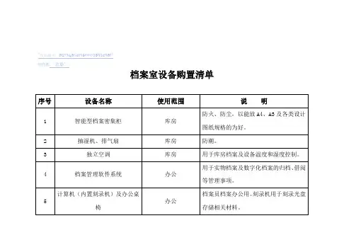 档案室设备购置清单