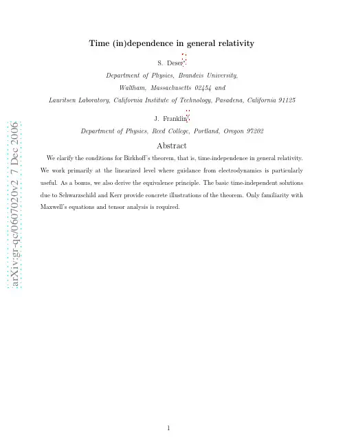 Time (in)dependence in general relativity