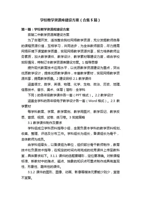 学校教学资源库建设方案(合集5篇)