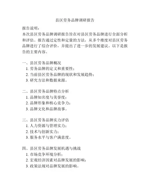 县区劳务品牌调研报告