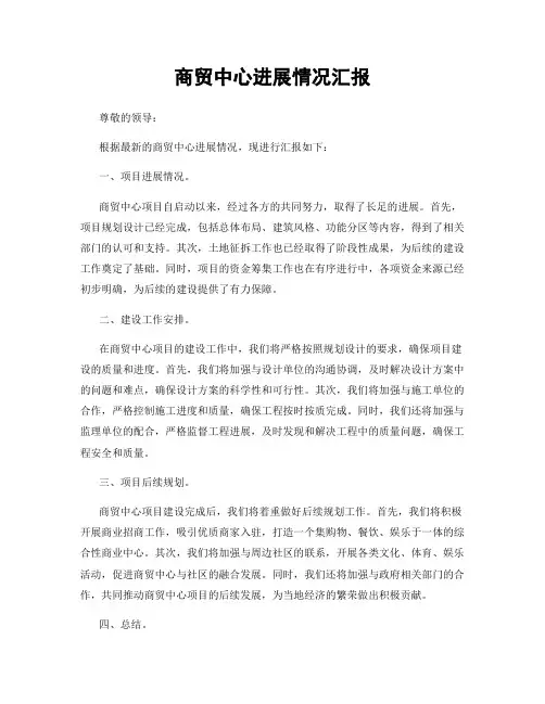 商贸中心进展情况汇报
