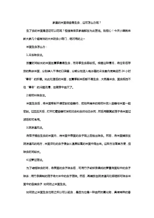 教你一招!防止米面生虫
