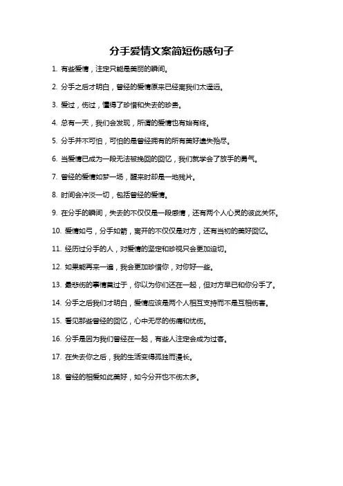 分手爱情文案简短伤感句子