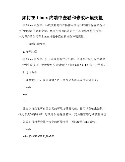 如何在Linux终端中查看和修改环境变量