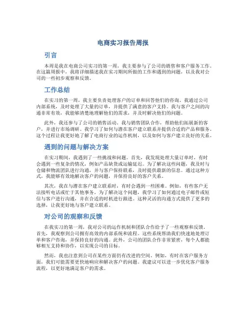 电商实习报告周报