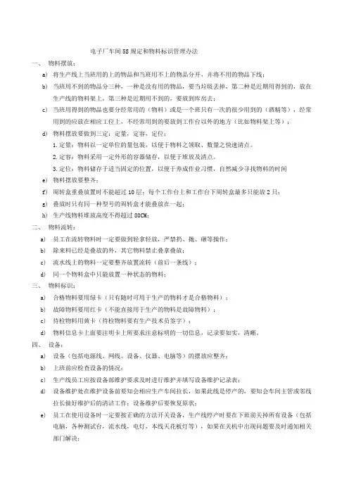 车间5S规定和物料标识管理办法
