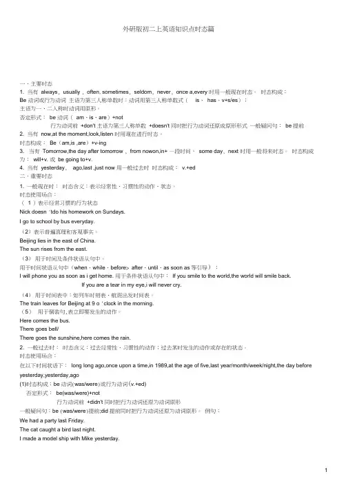 外研版初二上英语知识点时态篇精讲,推荐文档