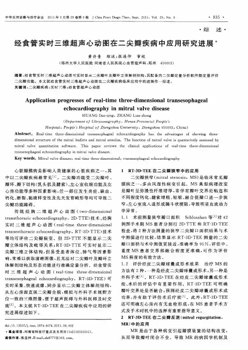 经食管实时三维超声心动图在二尖瓣疾病中应用研究进展