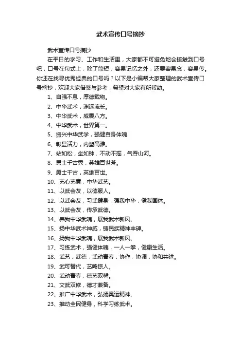 武术宣传口号摘抄