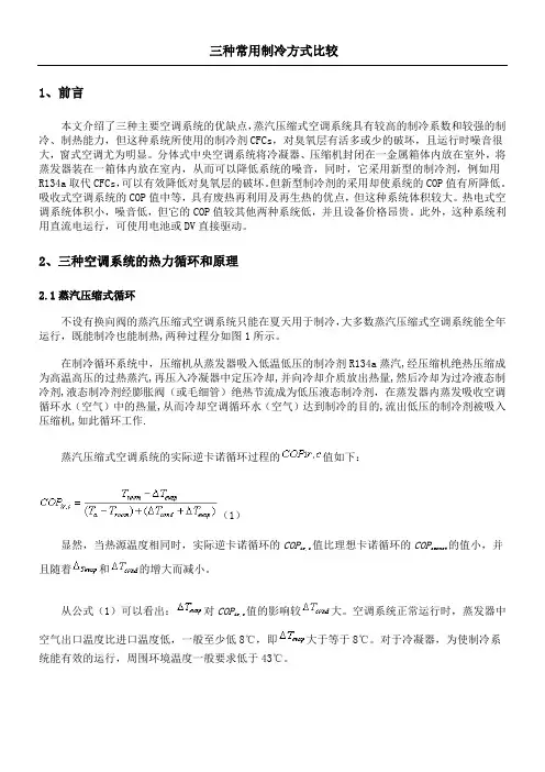 三种常用制冷方式比较