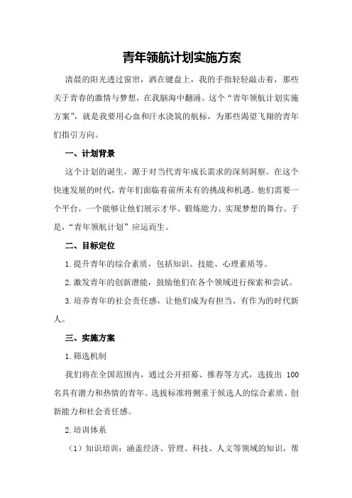 青年领航计划实施方案 
