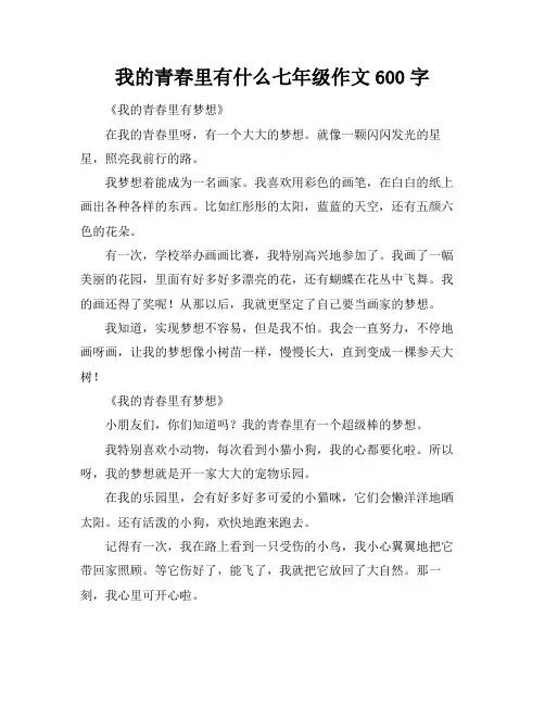 我的青春里有什么七年级作文600字