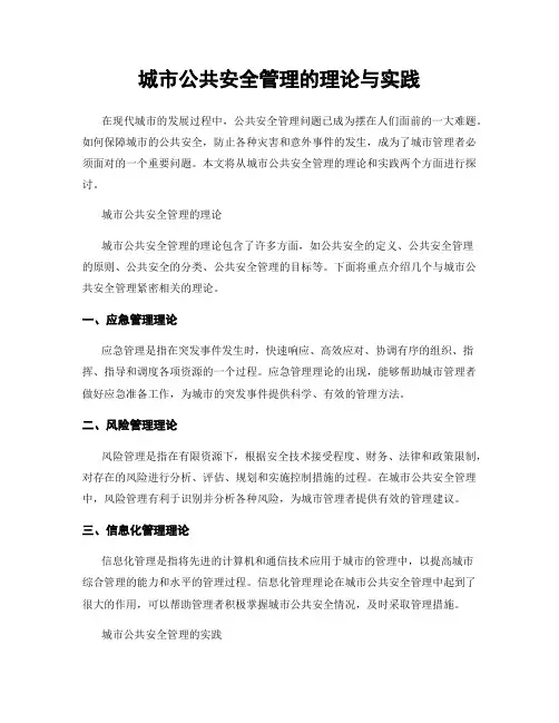 城市公共安全管理的理论与实践