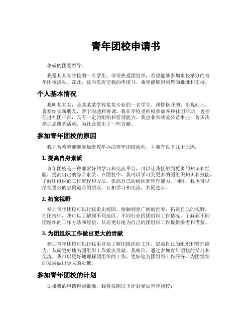 青年团校申请书