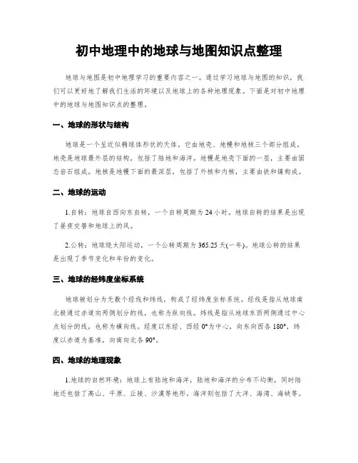 初中地理中的地球与地图知识点整理