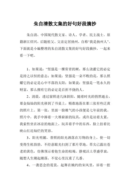 朱自清散文集的好句好段摘抄
