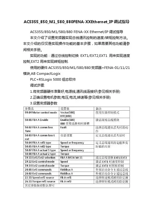 ACS355_850_M1_580_880FENA-XXEthernet_IP调试指导