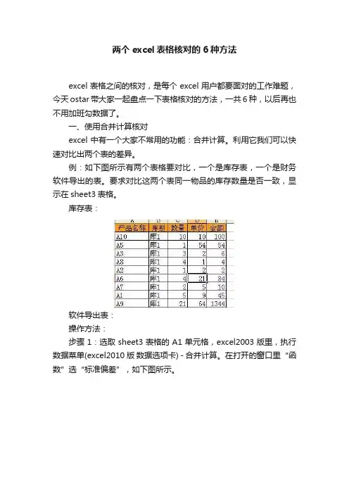 两个excel表格核对的6种方法