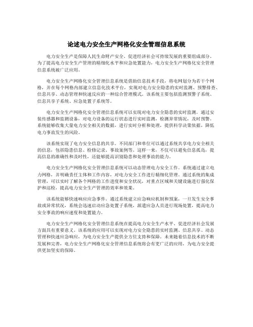 论述电力安全生产网格化安全管理信息系统