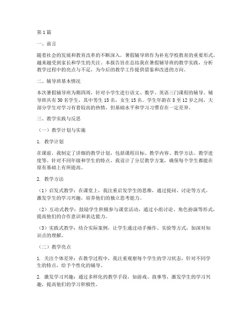 暑假辅导班教学实践报告(3篇)
