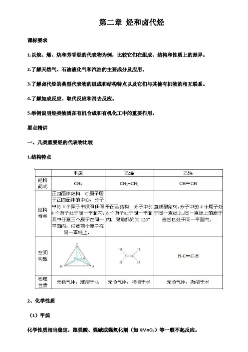 高中化学选修5知识点总结：第二章烃和卤代烃