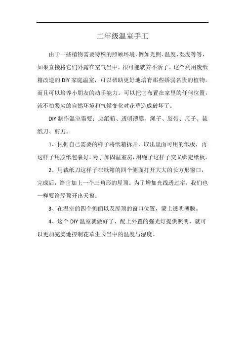 二年级温室手工