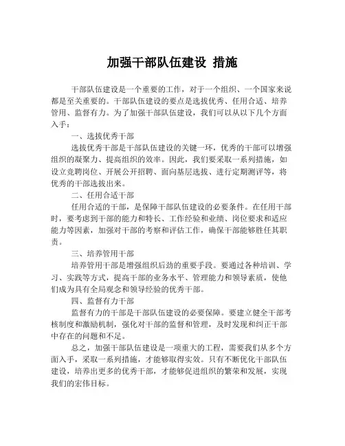 加强干部队伍建设 措施