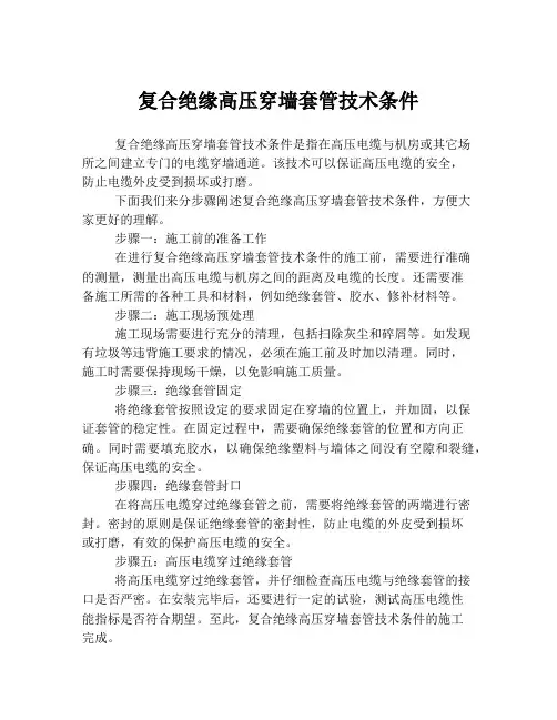 复合绝缘高压穿墙套管技术条件
