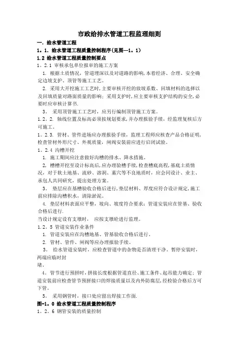 市政给排水管道工程监理细则