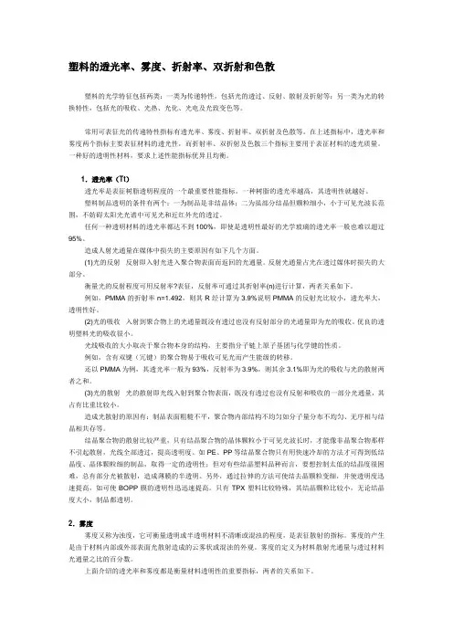 塑料的透光率