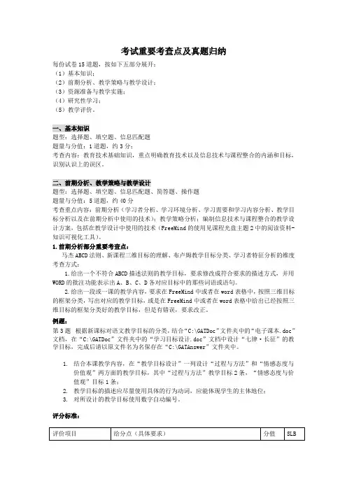 NTET中级考试重要考查点及真题归纳