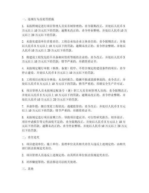 工程项目管理处罚条款