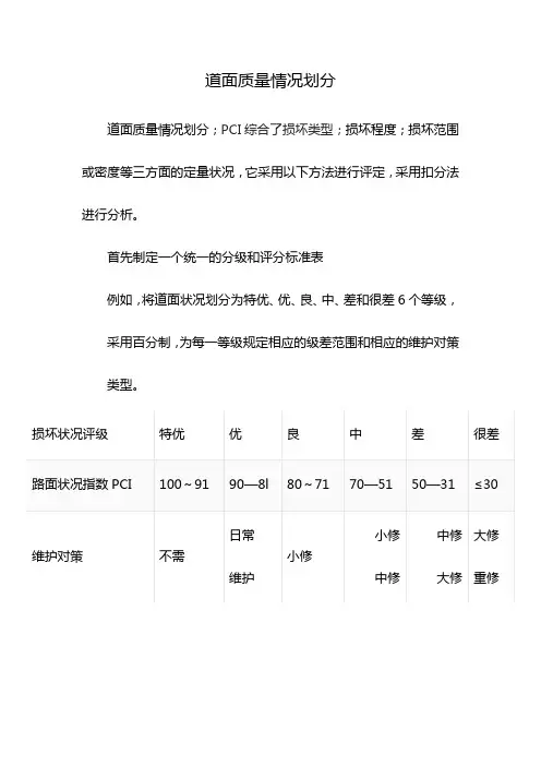 道面质量情况划分