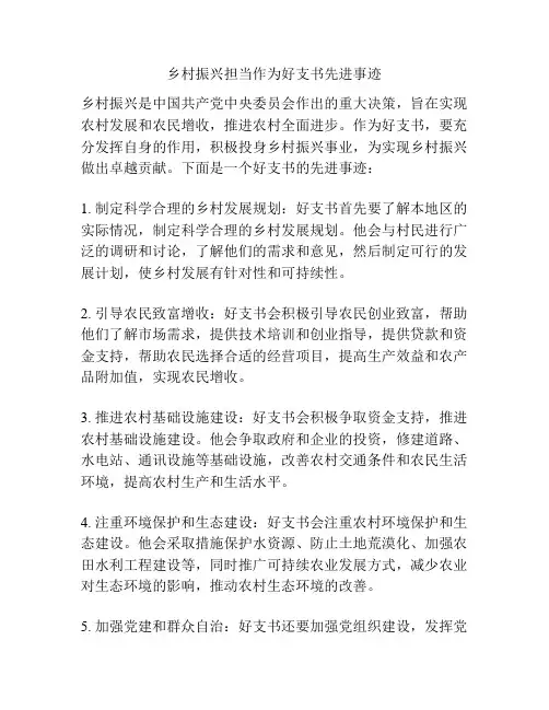 乡村振兴担当作为好支书先进事迹