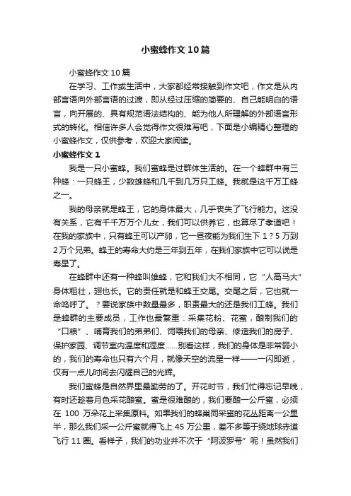 小蜜蜂作文10篇