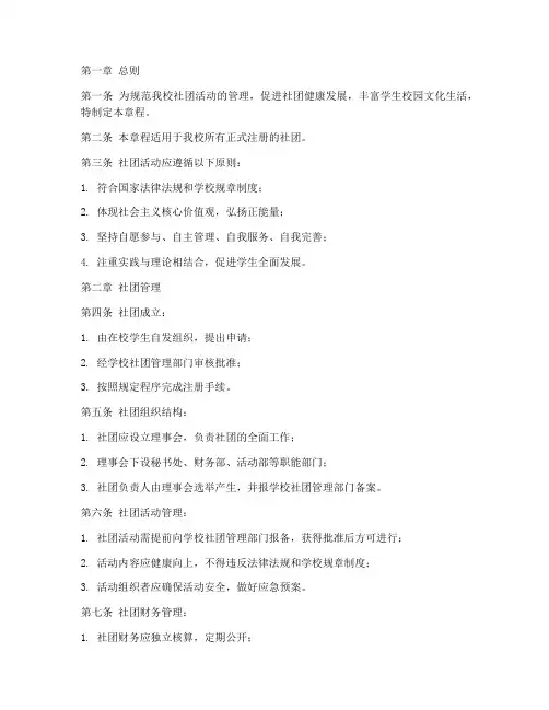 社团活动学校章程模板