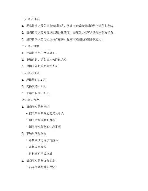 招商活动策划培训方案模板