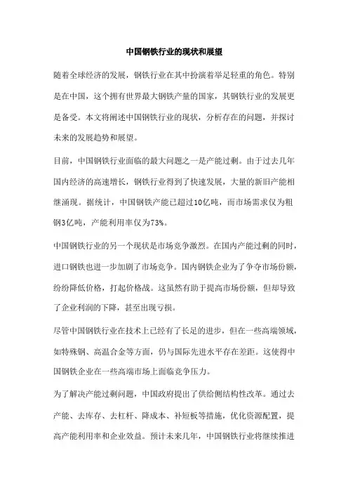 中国钢铁行业的现状和展望