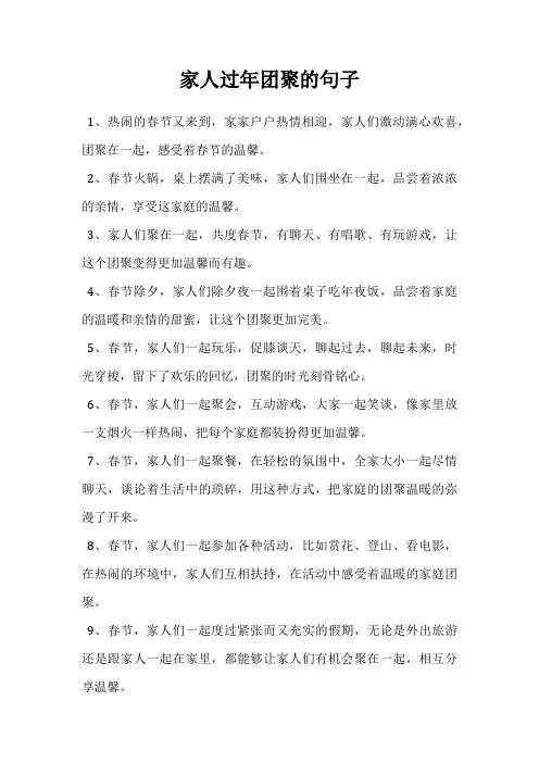 家人过年团聚的句子
