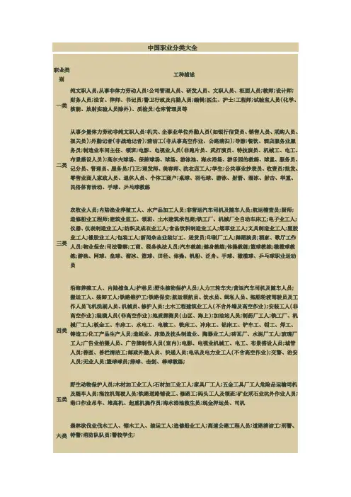 中国职业分类大全