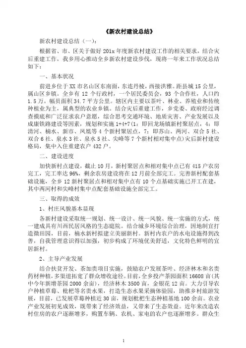 工作总结-新农村建设总结10篇(2019年).docx