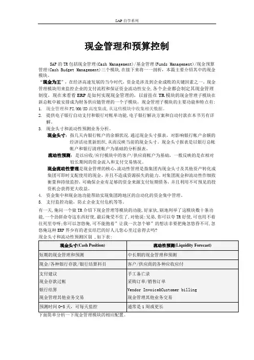 SAP自学系列-现金管理和预算控制