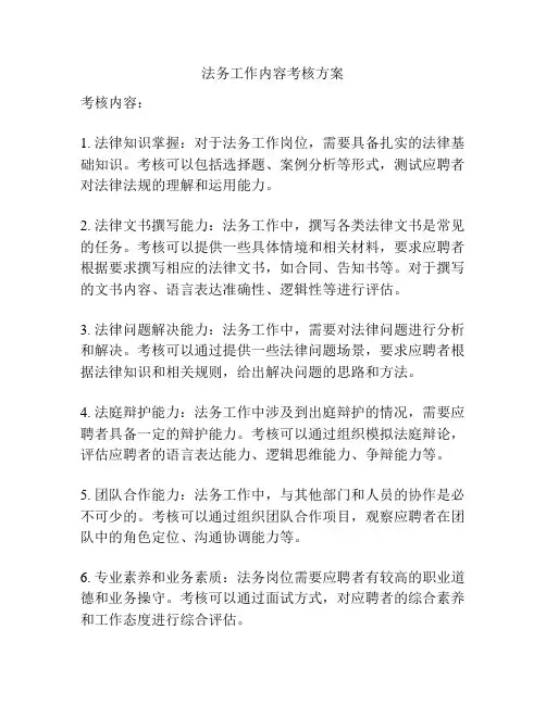 法务工作内容考核方案