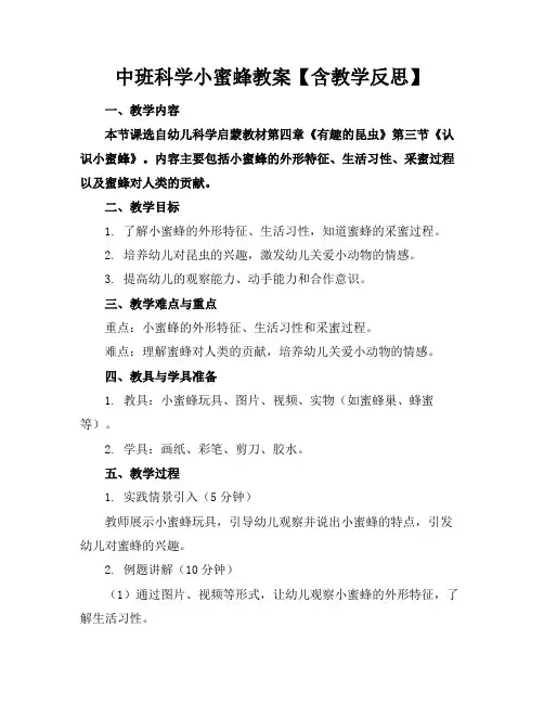 中班科学小蜜蜂教案【含教学反思】