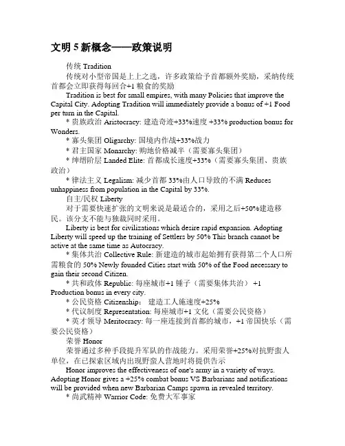 文明5 文化、政策说明