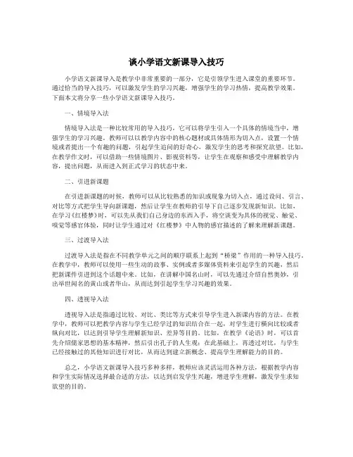 谈小学语文新课导入技巧