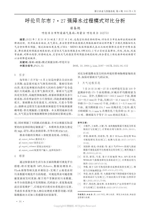 呼伦贝尔市7·27强降水过程模式对比分析